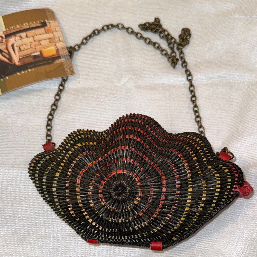 Chic Black and Red Woven Clutch